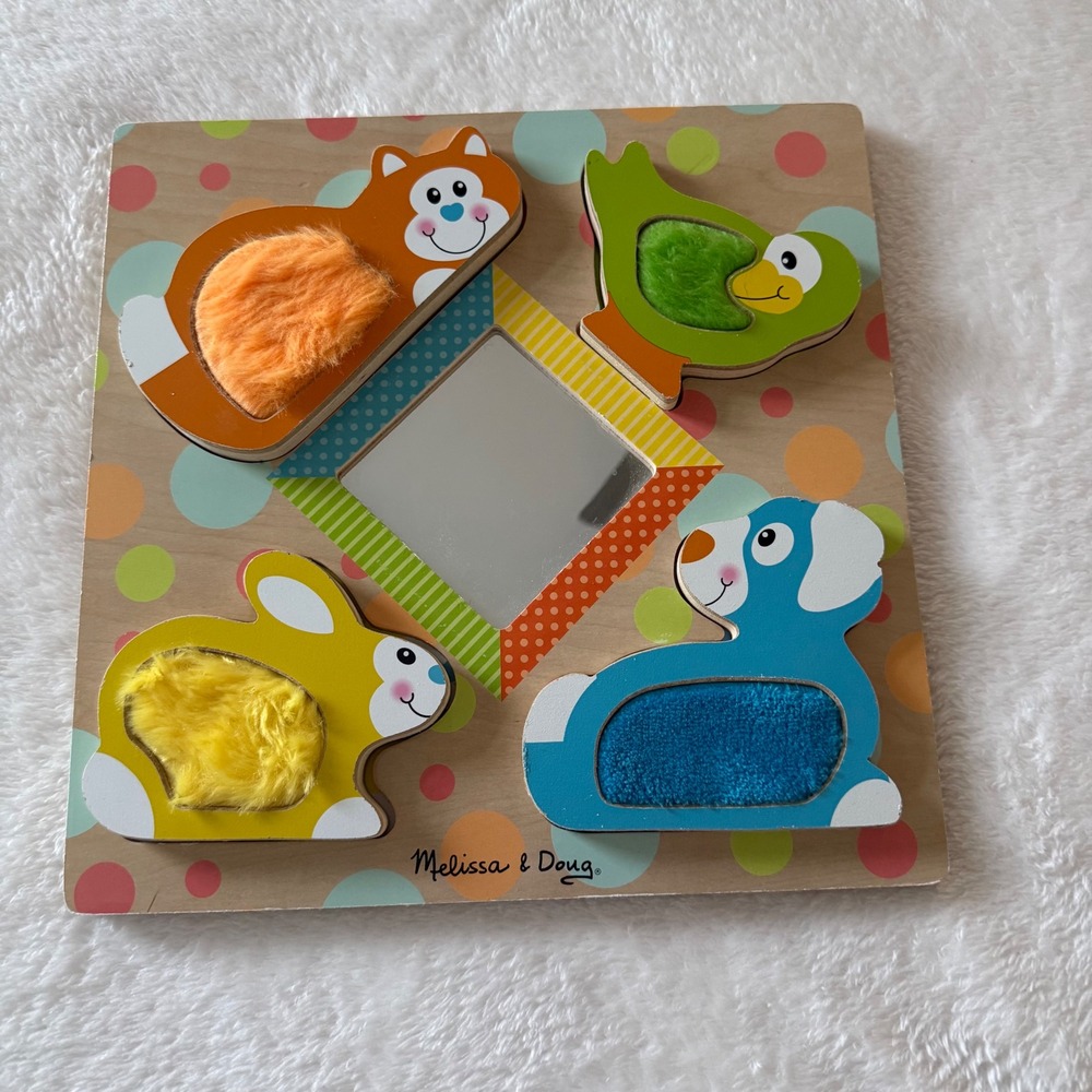 Melissa & Doug First Play Touch & Feel Puzzle Peek-A-Boo Pets Wooden Sensory